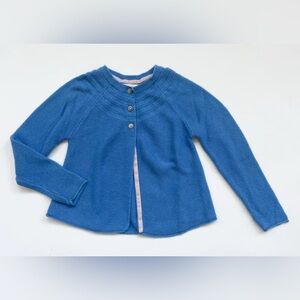 Mini Boden Kids Cotton & Cashmere Three Button Blue Cardigan Girl's Size 4-5y